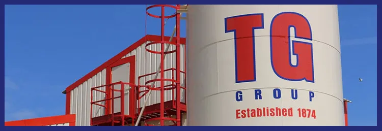 The TG Group cement silo at a concrete plant