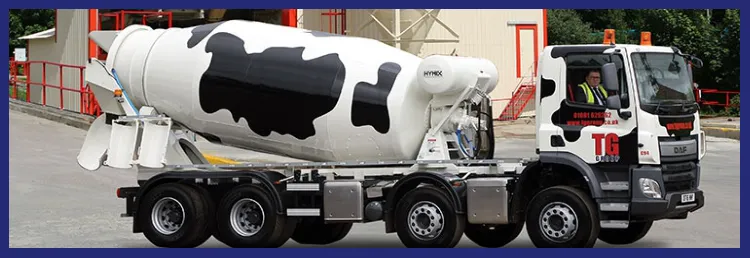 A cow-patterned TG Concrete mixer truck