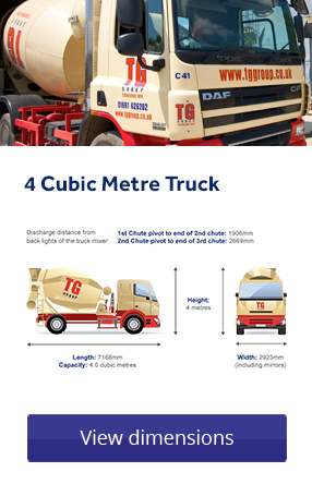 4 cubic metre mixer truck: view dimensions