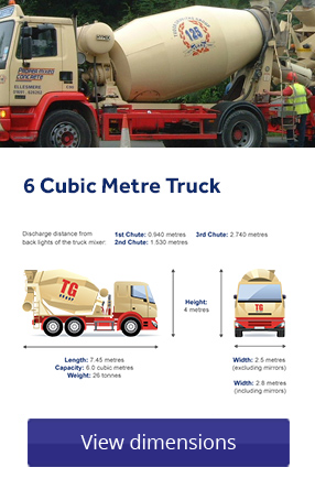 6 cubic metre mixer truck: view dimensions