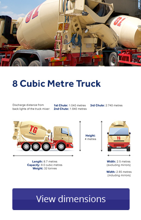 8 cubic metre mixer truck: view dimensions